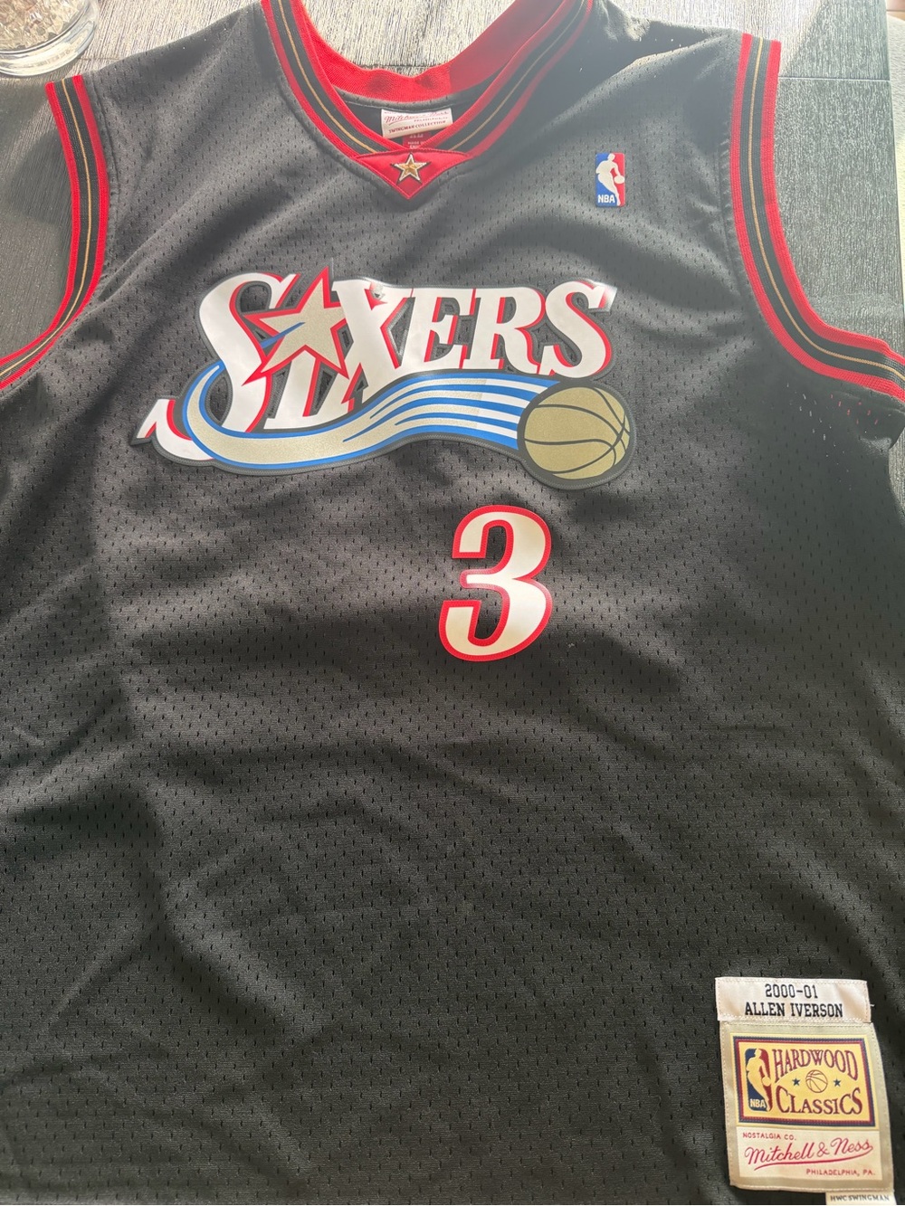 Mitchell & Ness Sixers Black Allen Iverson #3 Jersey